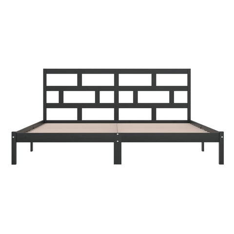 3101242 vidaXL Bed Frame without Mattress Black Solid Wood Pine 200x200 cm (810041+814218)