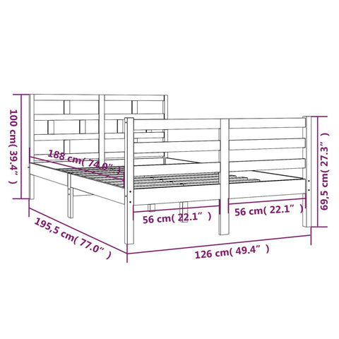 vidaXL Bed Frame without Mattress Small Double Solid Wood