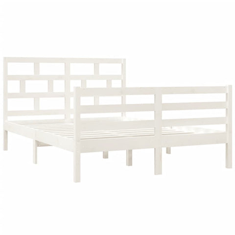 vidaXL Bed Frame without Mattress White Double Solid Wood