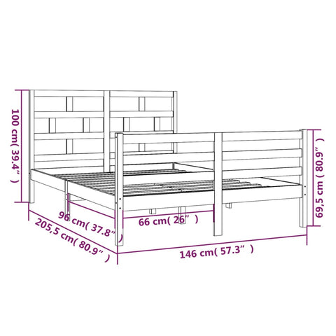 3101284 vidaXL Bed Frame without Mattress White Solid Wood 140x200 cm (810431+814195)