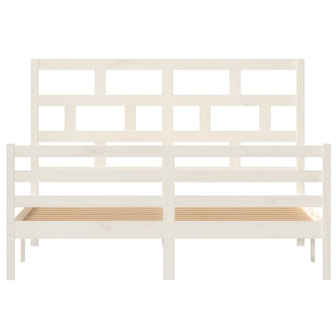 vidaXL Bed Frame without Mattress White Solid Wood King Size
