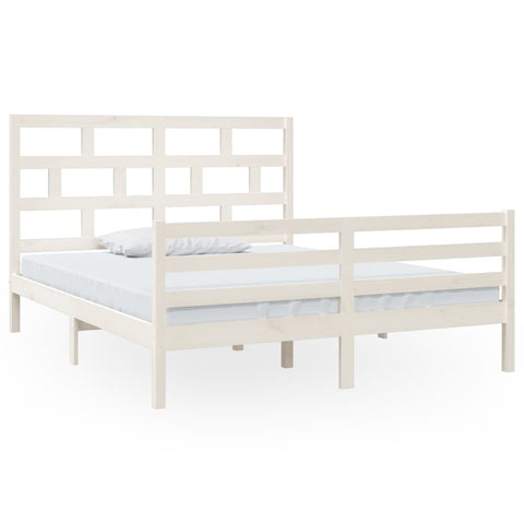 3101294 vidaXL Bed Frame without Mattress White Solid Wood 160x200 cm (810441+814205)
