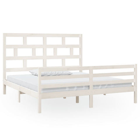 vidaXL Bed Frame without Mattress White Solid Wood Super King Size