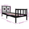 vidaXL Bed Frame without Mattress Black Solid Wood Pine Small Single
