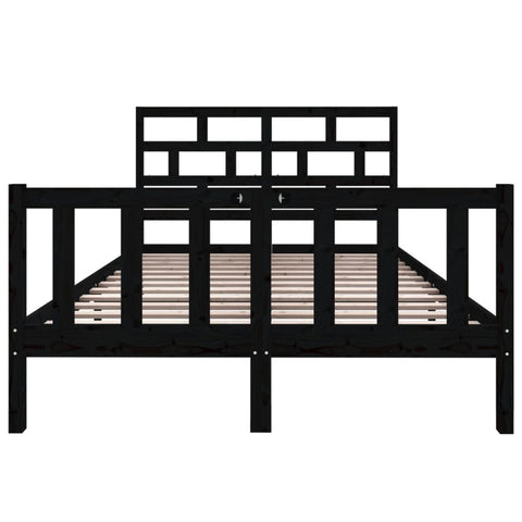 vidaXL Bed Frame without Mattress Black Solid Wood Pine Double