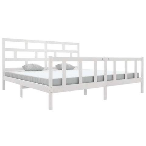 3101369 vidaXL Bed Frame without Mattress White Solid Wood 200x200 cm (810103+814215)