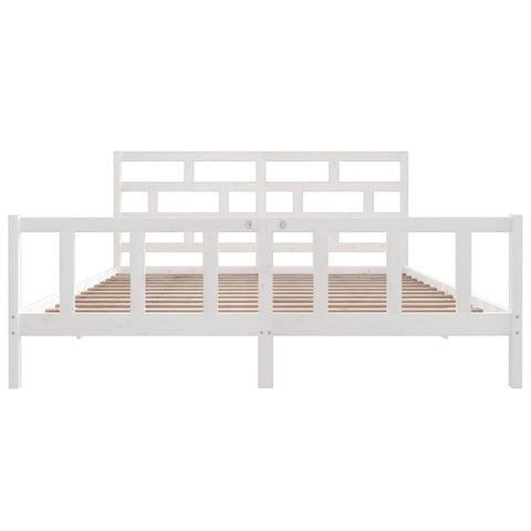 3101369 vidaXL Bed Frame without Mattress White Solid Wood 200x200 cm (810103+814215)
