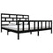 3101372 vidaXL Bed Frame without Mattress Black Solid Wood 200x200 cm (810106+814218)