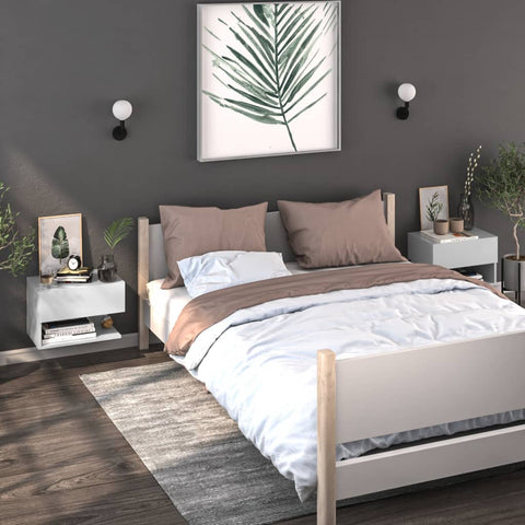 vidaXL Wall-mounted Bedside Cabinet High Gloss White