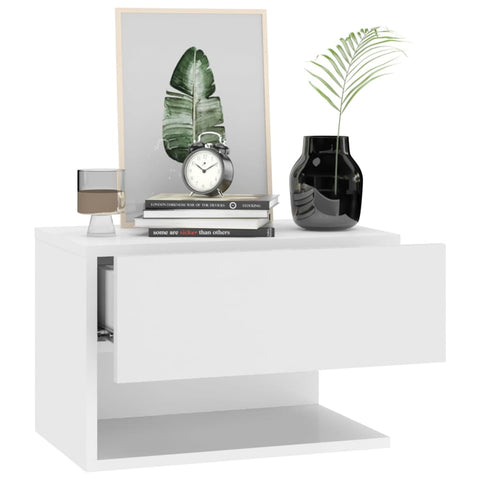 vidaXL Wall-mounted Bedside Cabinet High Gloss White