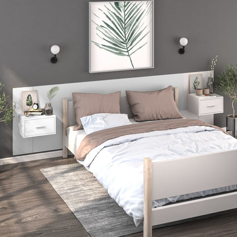 vidaXL Wall-mounted Bedside Cabinets 2 pcs White