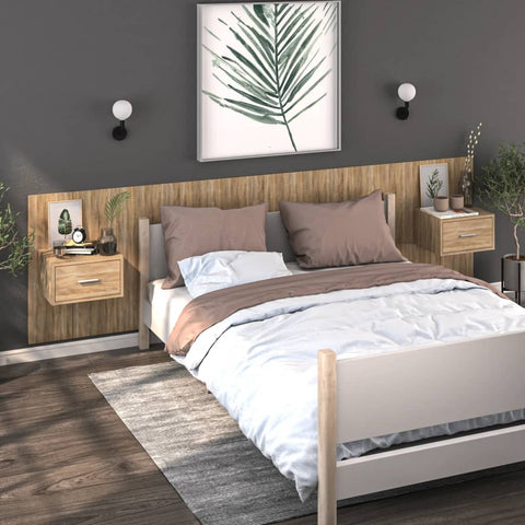 vidaXL Wall-mounted Bedside Cabinets 2 pcs Sonoma Oak