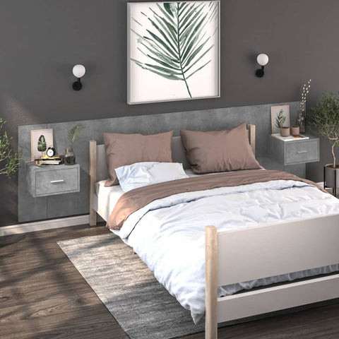 vidaXL Wall-mounted Bedside Cabinets 2 pcs Concrete Grey