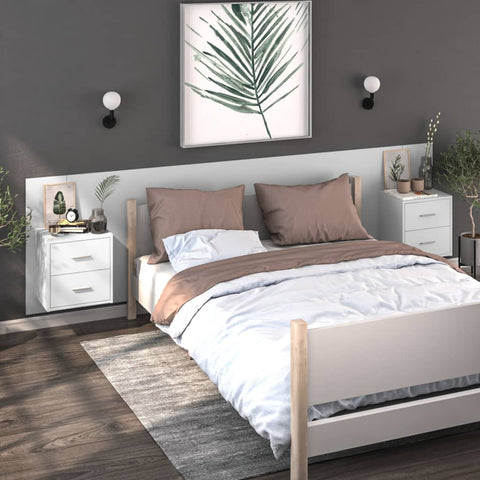 vidaXL Wall-mounted Bedside Cabinet High Gloss White