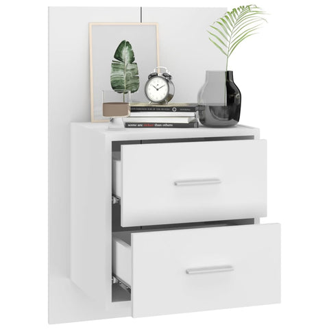 vidaXL Wall-mounted Bedside Cabinet High Gloss White