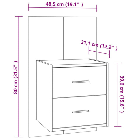 vidaXL Wall-mounted Bedside Cabinet High Gloss White