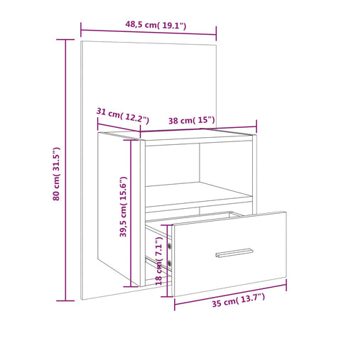 vidaXL Wall-mounted Bedside Cabinets 2 pcs White