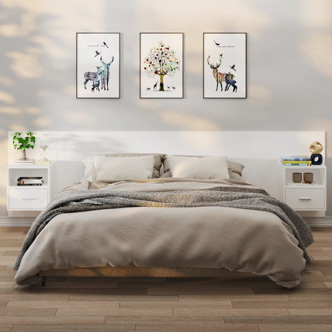 vidaXL Wall-mounted Bedside Cabinets 2 pcs White