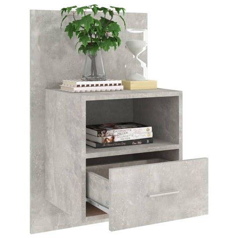 vidaXL Wall-mounted Bedside Cabinet Concrete Grey