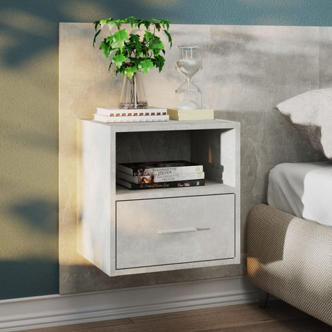 vidaXL Wall-mounted Bedside Cabinet Concrete Grey