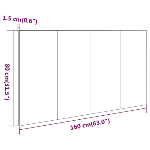 vidaXL Bed Headboard White 160x1.5x80 cm Engineered Wood