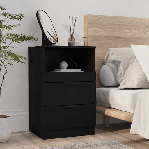 vidaXL Bedside Cabinet Black Engineered Wood