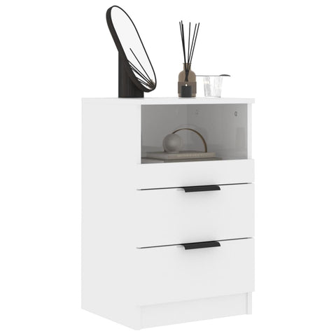 vidaXL Bedside Cabinets 2 pcs High Gloss White Engineered Wood