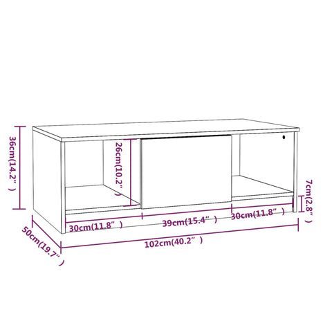 vidaXL Coffee Table White 102x50x36 cm Engineered Wood