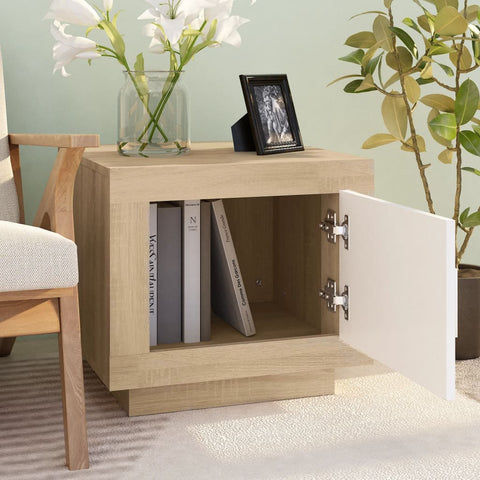 vidaXL Coffee Table White and Sonoma Oak 51x50x45 cm Engineered Wood