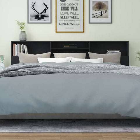 vidaXL Headboard Cabinet Black 220x19x103.5 cm