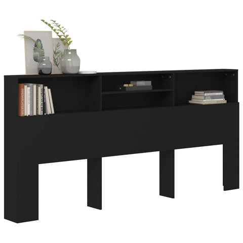 vidaXL Headboard Cabinet Black 220x19x103.5 cm