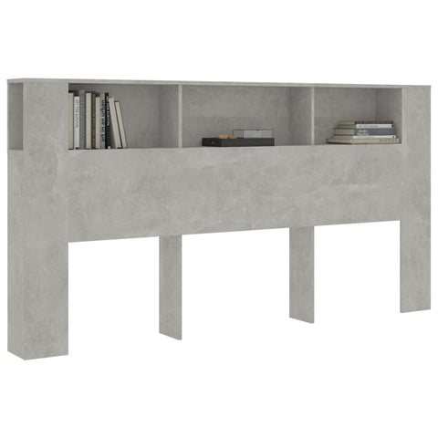 vidaXL Headboard Cabinet Concrete Grey 200x18.5x104.5 cm