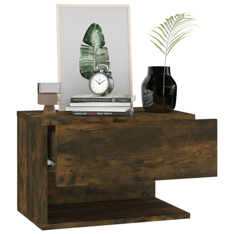 vidaXL Wall-mounted Bedside Cabinet Smoked Oak