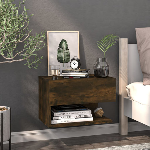 vidaXL Wall-mounted Bedside Cabinet Smoked Oak