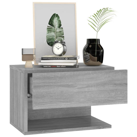 vidaXL Wall-mounted Bedside Cabinet Grey Sonoma