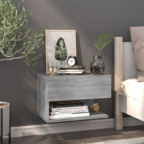vidaXL Wall-mounted Bedside Cabinet Grey Sonoma