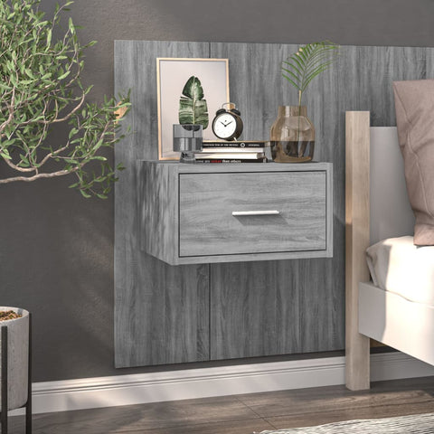vidaXL Wall-mounted Bedside Cabinet Grey Sonoma