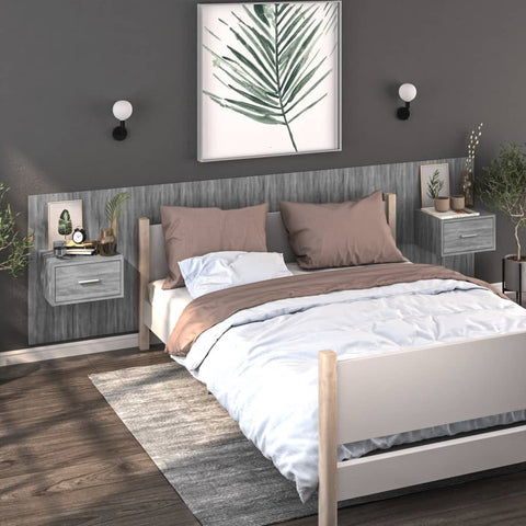 vidaXL Wall-mounted Bedside Cabinets 2 pcs Grey Sonoma