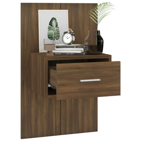 vidaXL Wall-mounted Bedside Cabinet Brown Oak