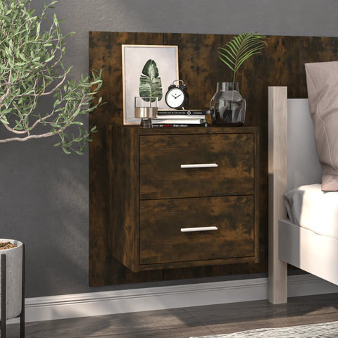 vidaXL Wall-mounted Bedside Cabinet Smoked Oak