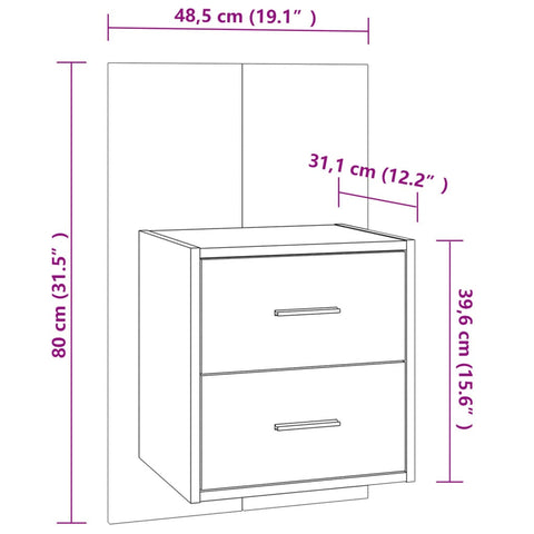 vidaXL Wall-mounted Bedside Cabinets 2 pcs Smoked Oak