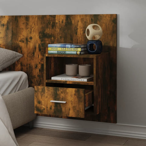 vidaXL Wall-mounted Bedside Cabinet Smoked Oak