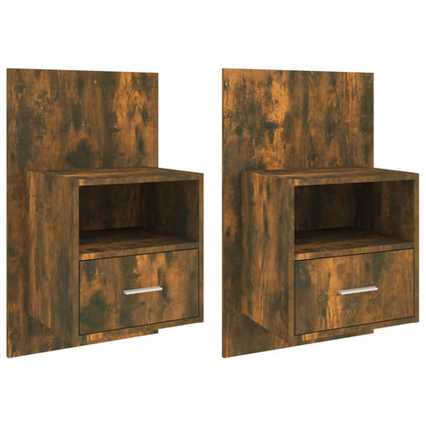 vidaXL Wall-mounted Bedside Cabinets 2 pcs Smoked Oak