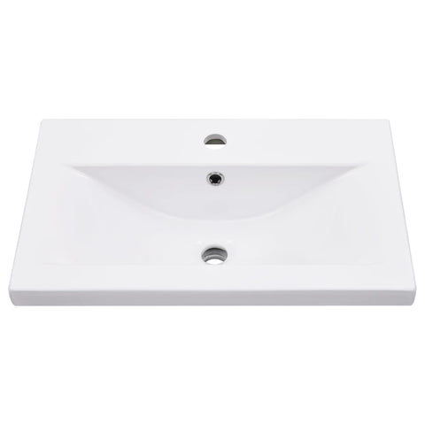 vidaXL Bathroom Washbasin Frame with Built-in Basin White Iron