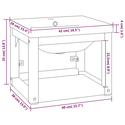 vidaXL Bathroom Washbasin Frame with Built-in Basin White Iron