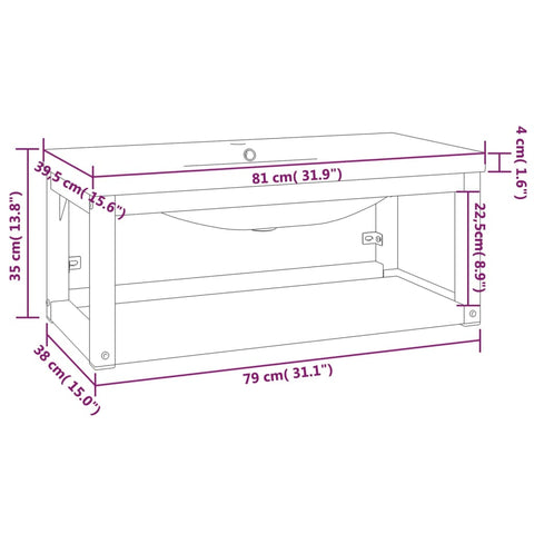 vidaXL Bathroom Washbasin Frame with Built-in Basin White Iron