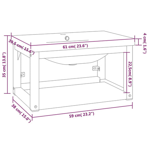 vidaXL Bathroom Washbasin Frame with Built-in Basin Black Iron