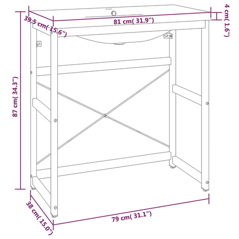 vidaXL Bathroom Washbasin Frame with Built-in Basin White Iron
