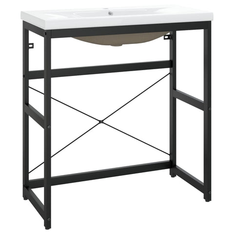 vidaXL Bathroom Washbasin Frame with Built-in Basin Black Iron