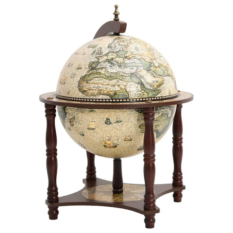 vidaXL Globe Bar Wine Stand Brown Solid Wood Eucalyptus